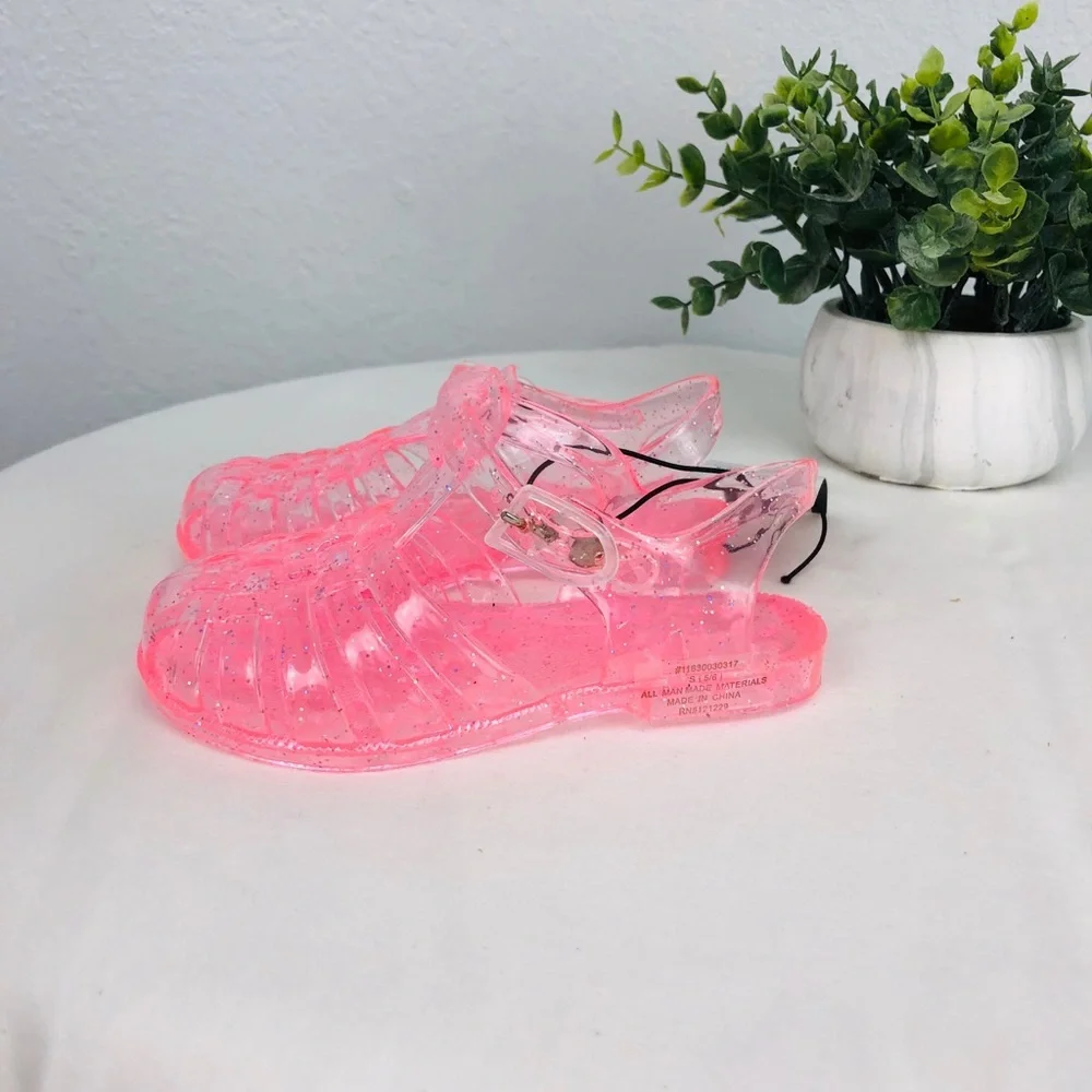 NWT PINK SPARKLE FISHERMAN JELLY RUBBER SANDALS